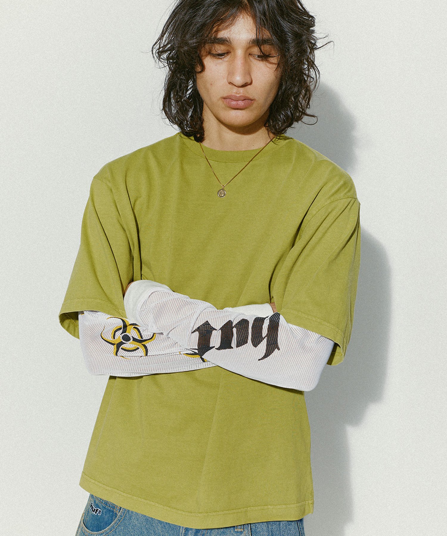 HUF LEON LS DOUBLE LAYER TOP / HUF ハフ ロンT カットソー ハフ トップス カットソー・Tシャツ グリーン ブラック【送料無料】
