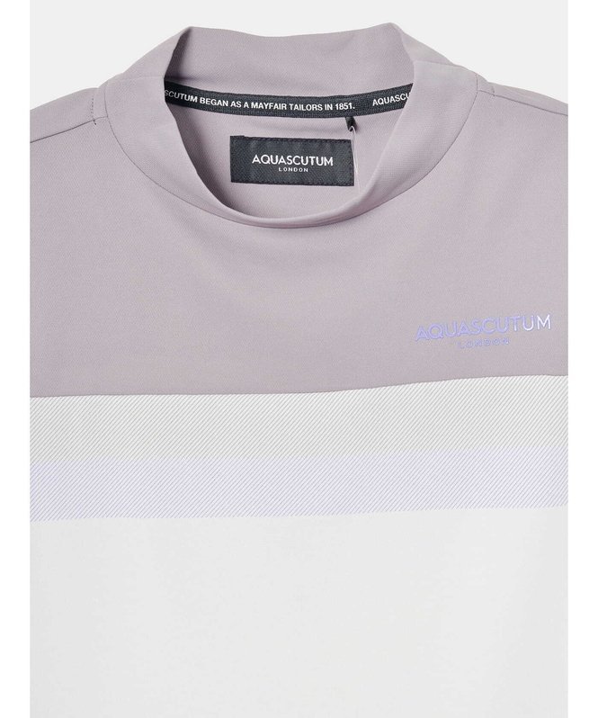 GOLF GOLF WOMEN バイカラーパネルモックネック アクアスキュータム トップス カットソー・Tシャツ ネイビー グレー