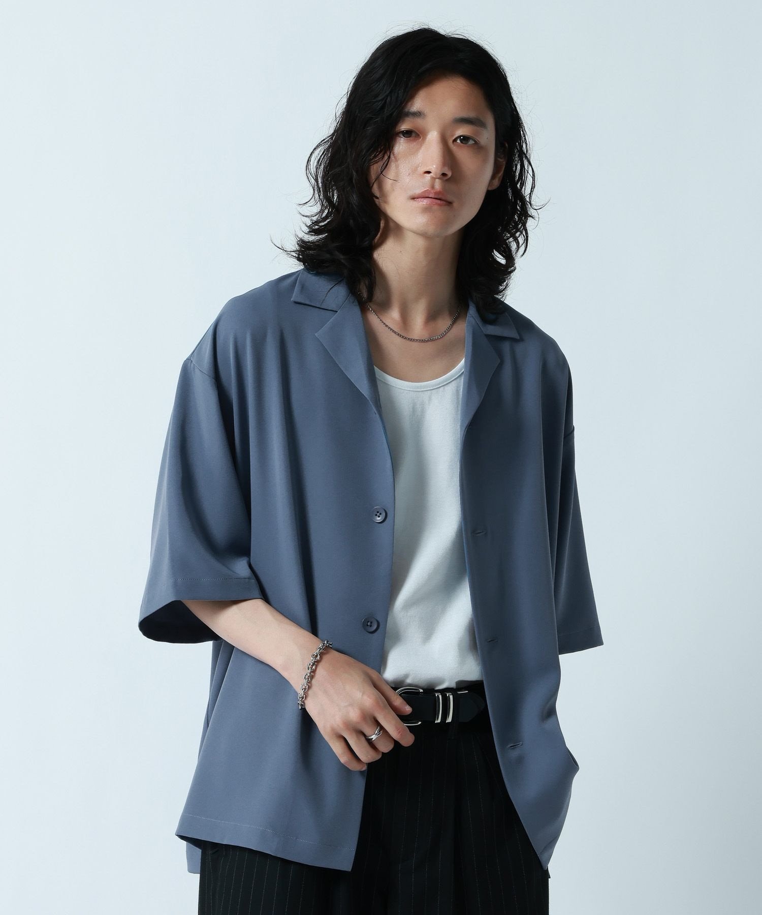 RAGEBLUE ＜接触冷感＞ラグイージー/オープンカラーシャツ【セットアップ対応】 レイジブルー トップス その他のトップス ブルー ホワイト ブラック グレー