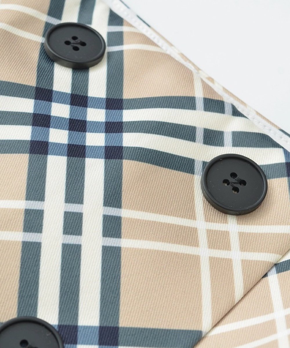 LA POMME petit Double Breasted Plaid Mini Skirt/ダブルブレストチェック柄ミニスカート ラポミ・プチ スカート ミニスカート ベージュ レッド