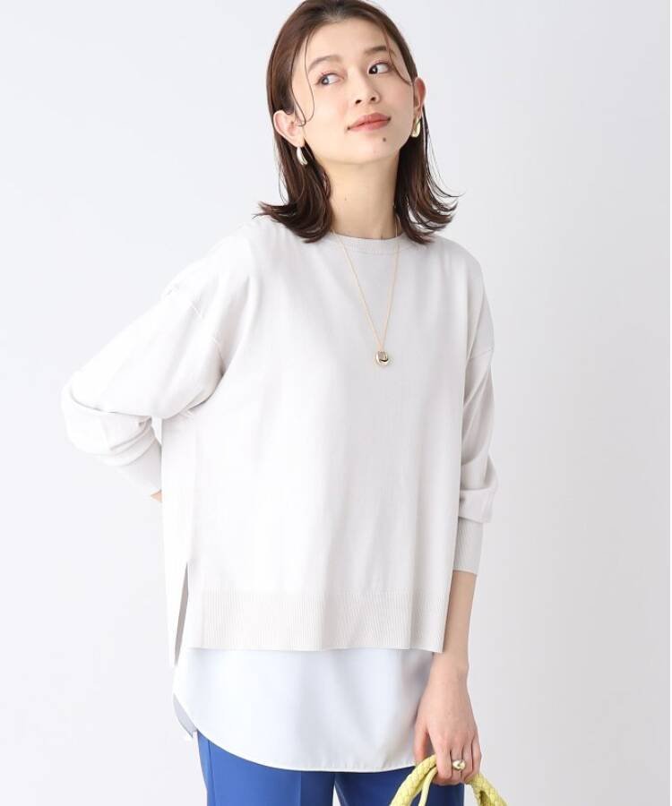 楽天Rakuten Fashion【SALE／50％OFF】UNTITLED 【1着でコーデが決まる!】インナー付 レイヤードニット アンタイトル トップス アンサンブル グレー ブルー ネイビー【送料無料】