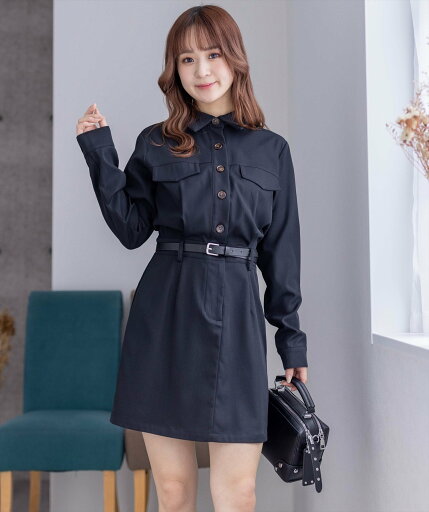 【SALE/39%OFF】clear ベルト付シャツワンピース クリア ワンピース・ドレス シャツワンピース ブラック ベージュ 【SALE/39%OFF】clear ベルト付シャツワンピース クリア ワンピース・ドレス シャツワンピース ブラック ベージュ