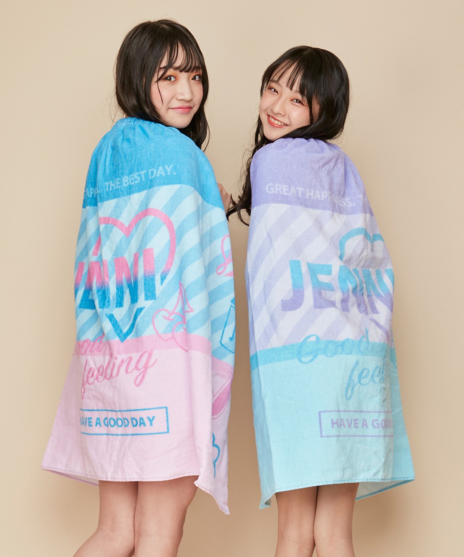 JENNI ロゴラップタオル 80cm ジェニィオンラインショップ 水着・スイムグッズ その他の水着・スイムグッズ パープル ブルー