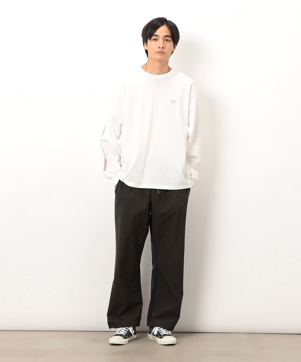 Purple&Yellow ナイロンストレッチ ワイドパンツ コムサイズム パンツ その他のパンツ ブラック