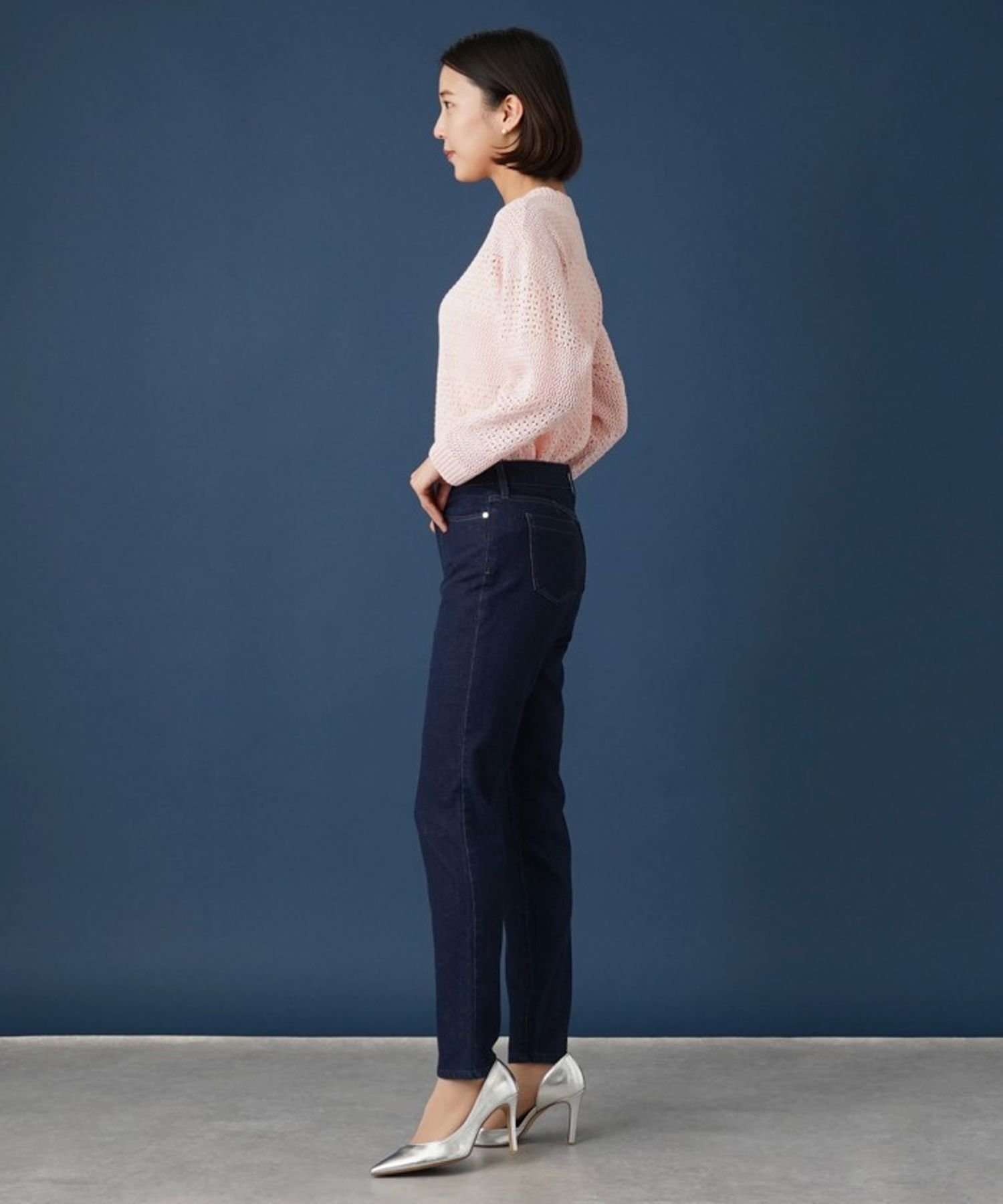 Leilian ストレッチスキニーデニムパンツ【L JEANS】 レリアン パンツ ジーンズ・デニムパンツ ネイビー