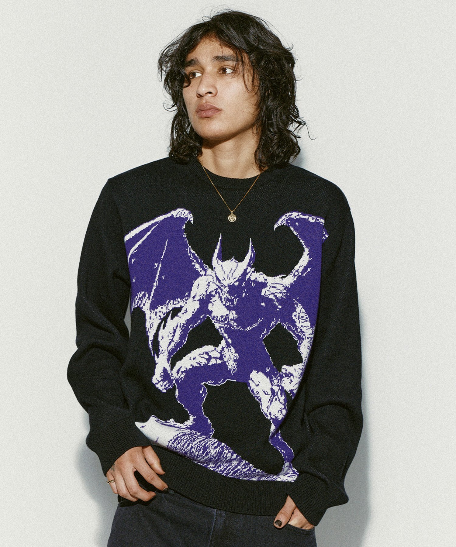 HUF HEAVEN CAN WAIT CREWNECK SWEATER / HUF ハフ セーター ハフ トップス ニット ブラック【送料無料】