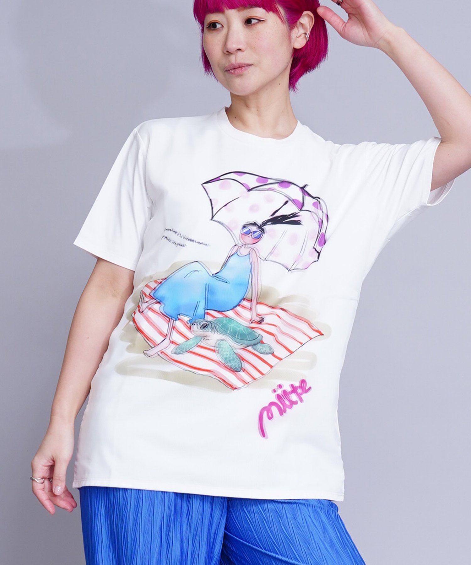 miite 【TRIPPY MIKIO ARTコラボTシャツ】 ミーテ&ウミガメ ミーテ トップス カットソー・Tシャツ ホワイト グレー