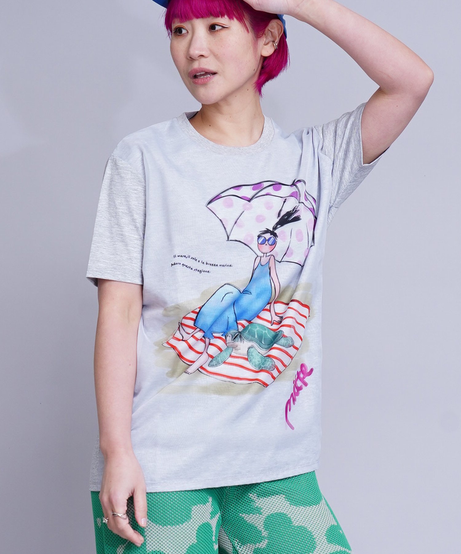 miite 【TRIPPY MIKIO ARTコラボTシャツ】 ミーテ&ウミガメ ミーテ トップス カットソー・Tシャツ ホワイト グレー