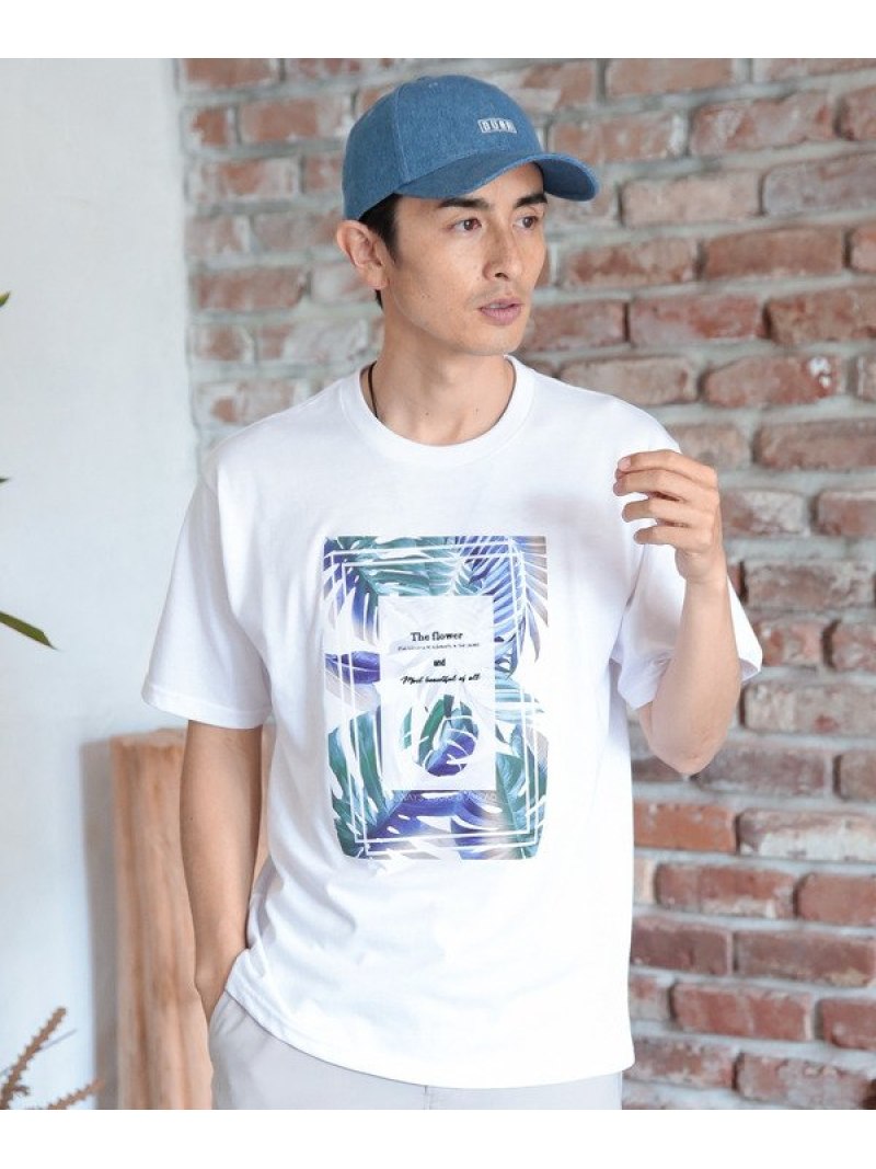 【SALE／50%OFF】UNION STATION 昇華転写プリント&刺しゅうTシャツ メンズ ビギ トップス カットソー・Tシャツ ホワイト ベージュ ブラックのサムネイル