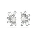 SWAROVSKI Gema スタッドピアス, ミックスカット, フラワー, ホワイト, ロジウム・プレーティング スワロフスキー アクセサリー・腕時計 ピアス ホワイト