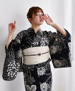 【SALE/29%OFF】utatane utatane*注染工房 浴衣3点セット 先染めベージュ 黒地に大輪の菊 ウタタネ 着物・浴衣・和装小物 着物 ブラッ...