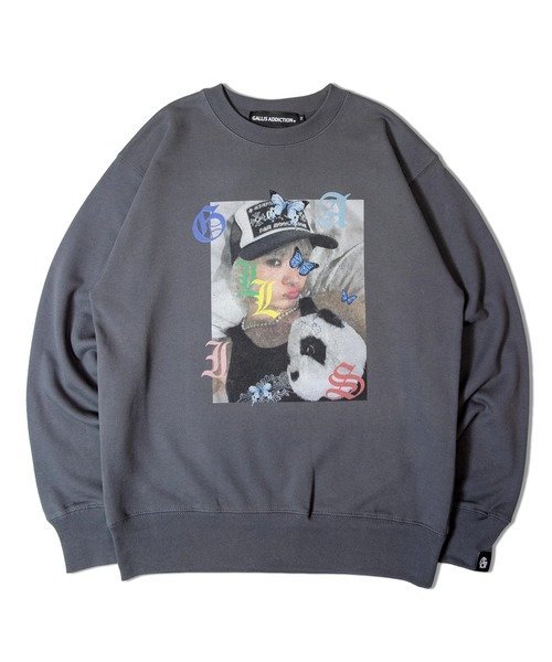 【SALE／60%OFF】GALLIS ADDICTION GA GIRL&ANIMAL PHOTO CREW(MENS) ジャックローズ トップス スウェット・トレーナー ホワイト ブラック グレー