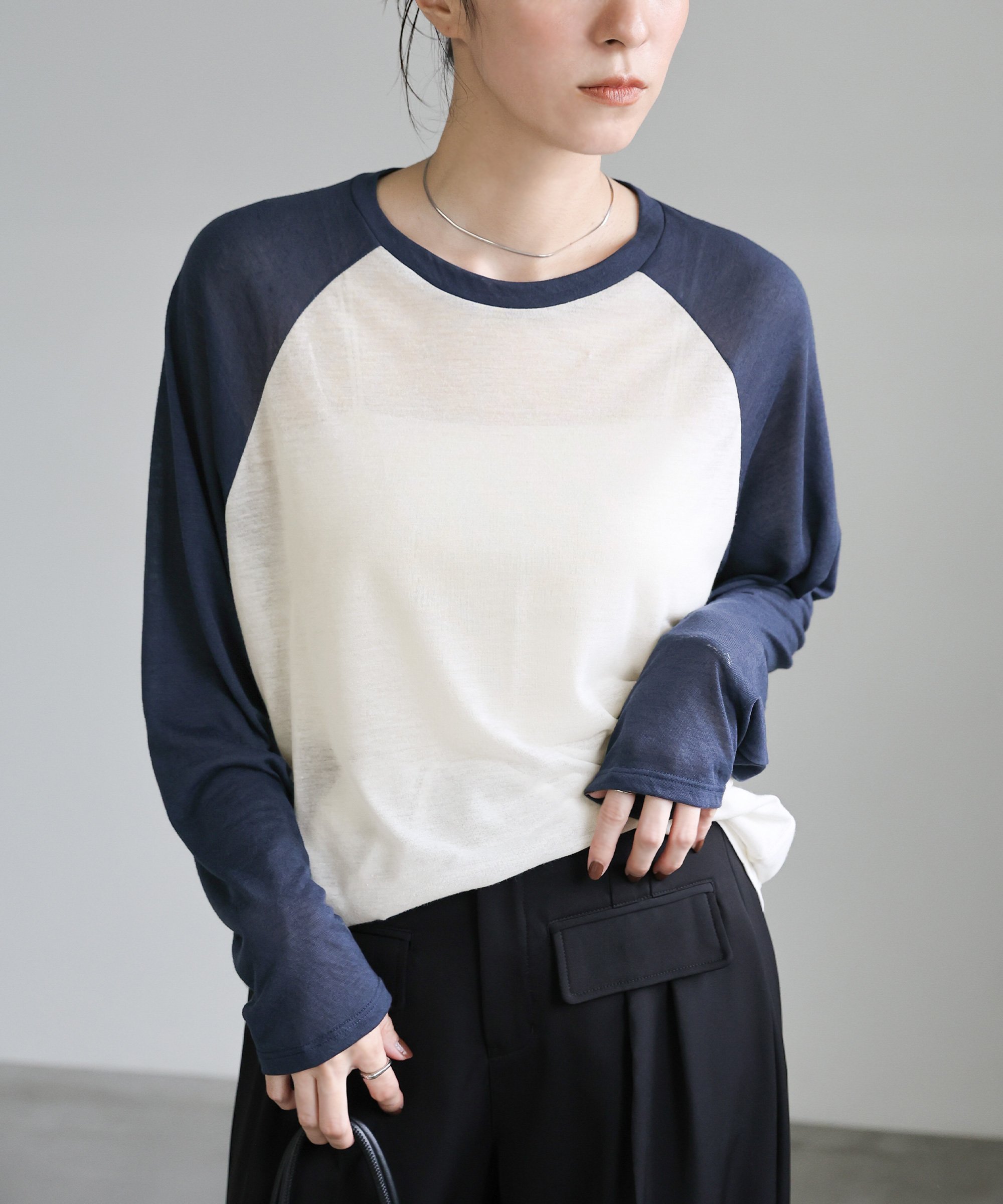 SELECT MOCA シアーラグランロングスリーブTシャツ セレクトモカ トップス カットソー・Tシャツのサムネイル