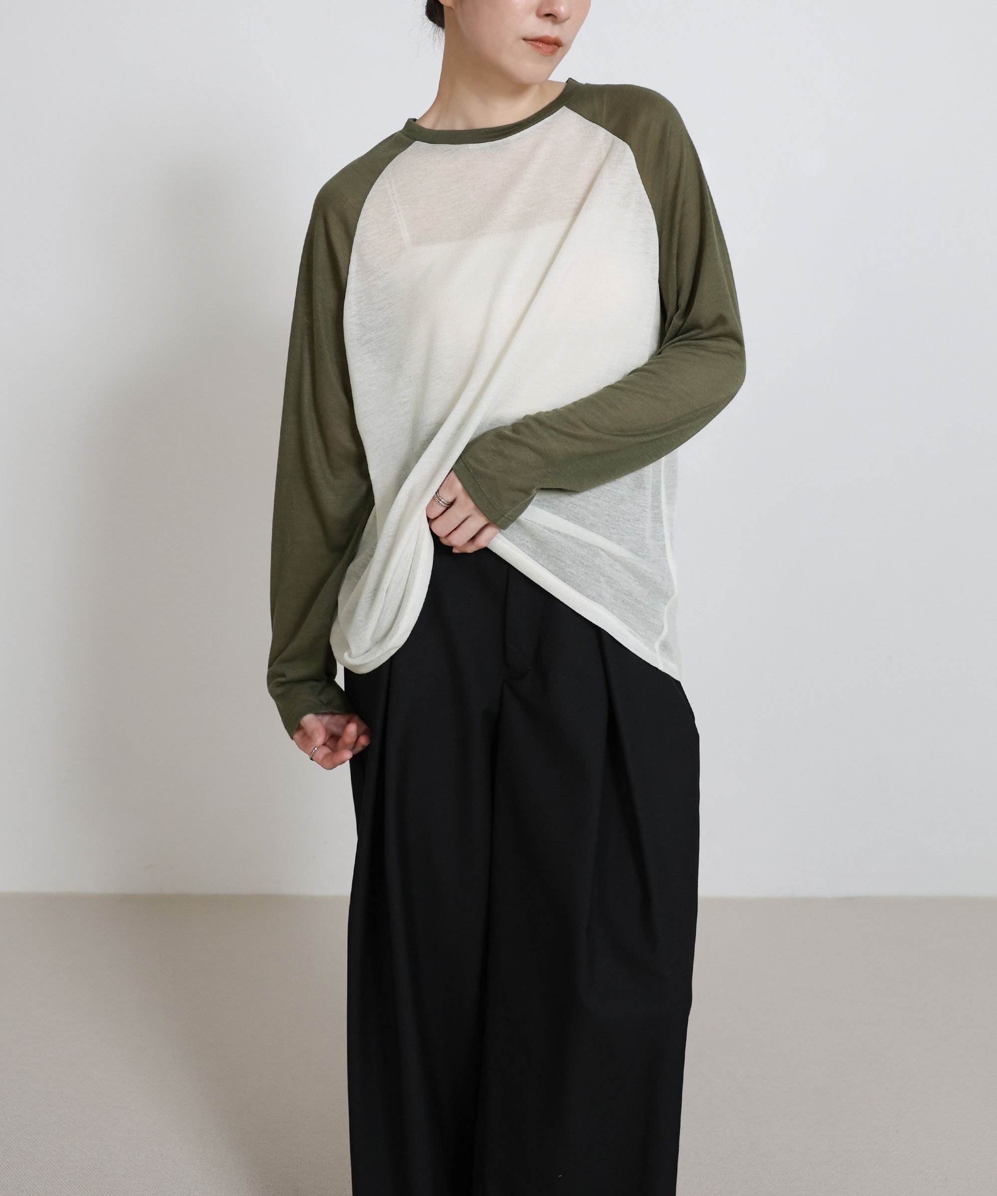 SELECT MOCA シアーラグランロングスリーブTシャツ セレクトモカ トップス カットソー・Tシャツ