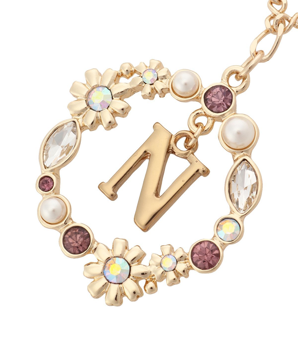 & chouette フラワーサークルイニシャルチャームN アンドシュエット ファッション雑貨 チャーム・キーチェーン ゴールド