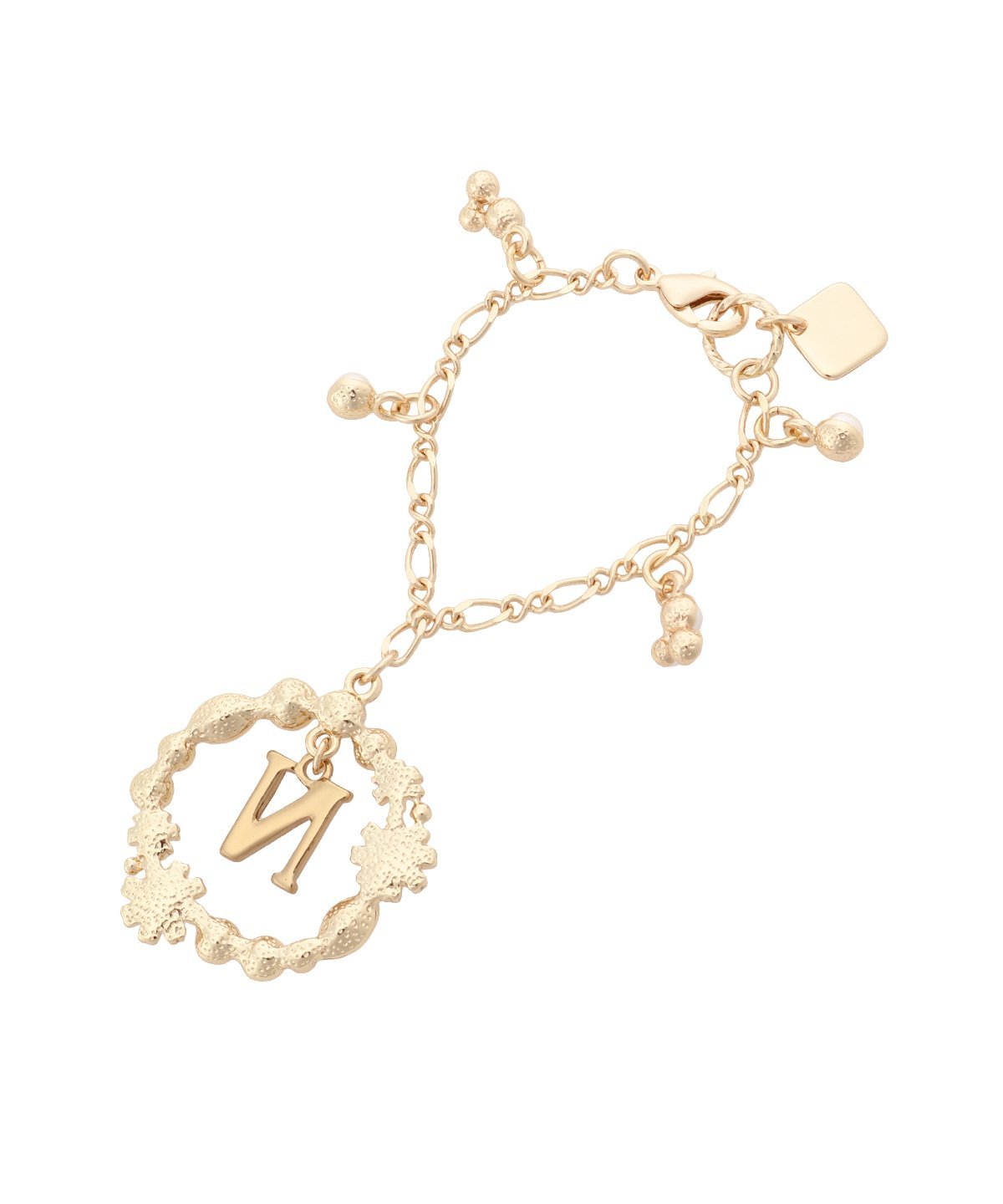 & chouette フラワーサークルイニシャルチャームN アンドシュエット ファッション雑貨 チャーム・キーチェーン ゴールド