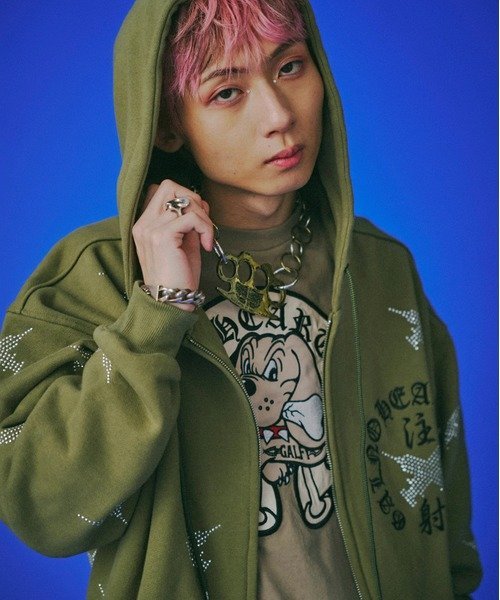 【SALE／30%OFF】SELECT BRANDS GALFY/ガルフィー ピカピカ注射器パーカー(MENS) ジャックローズ トップス スウェット・トレーナー カーキグリーン ブラック【送料無料】