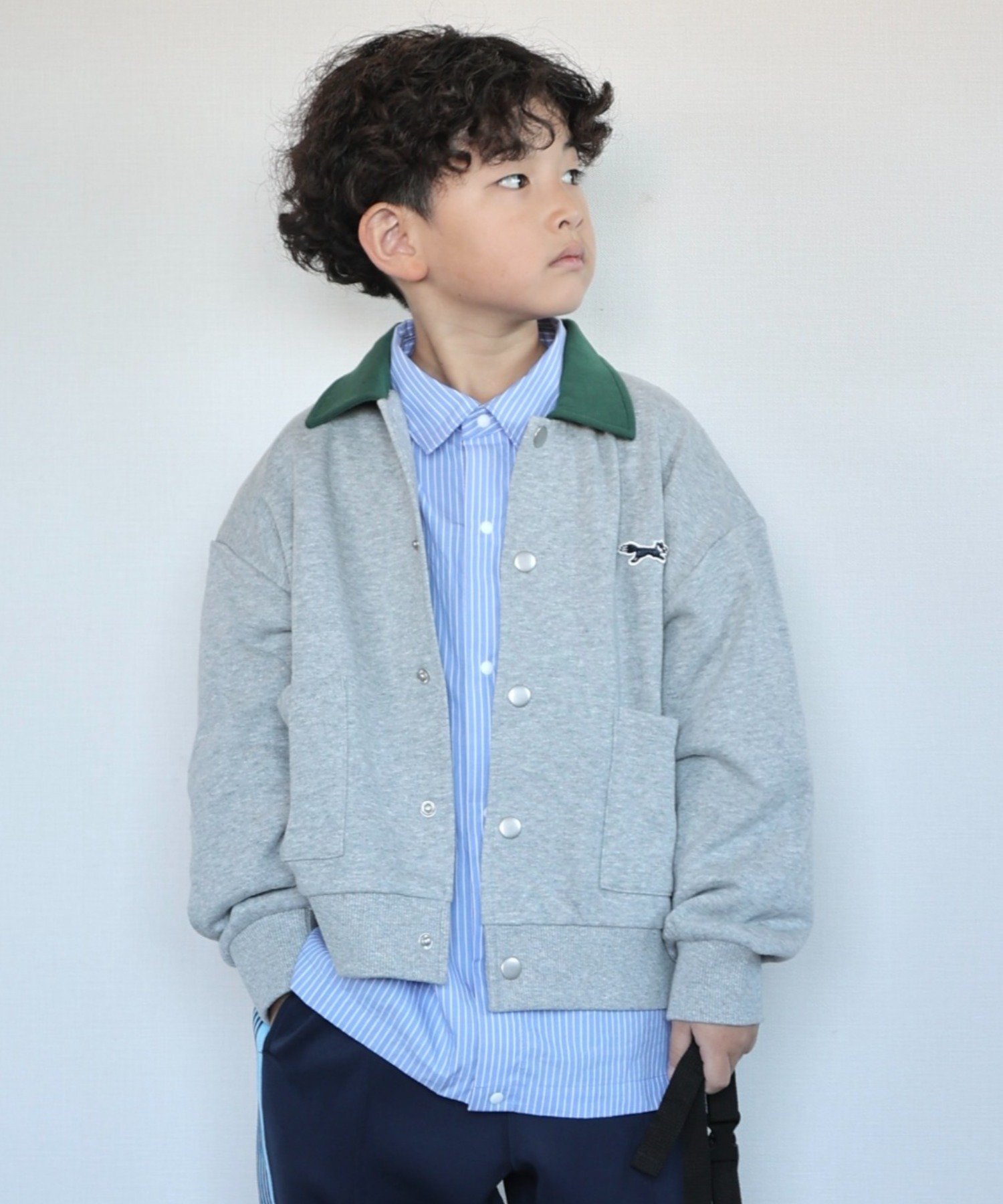 CIAOPANIC TYPY 【KIDS】【FOX×TYPY】配色襟付きワンポイント裏毛スナップカーディガン チャオパニックティピー トップス カットソー・Tシャツ グレー ネイビー【送料無料】のサムネイル