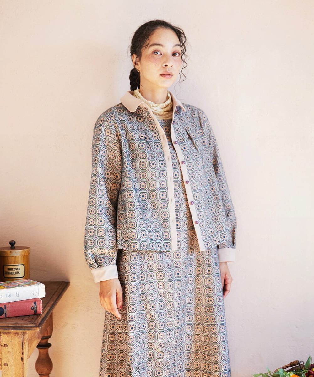 Jocomomola Escudos 幾何調総刺繍ブラウス[オケージョン/セレモニー] ホコモモラ トップス シャツ・ブラウス ネイビー ベージュ