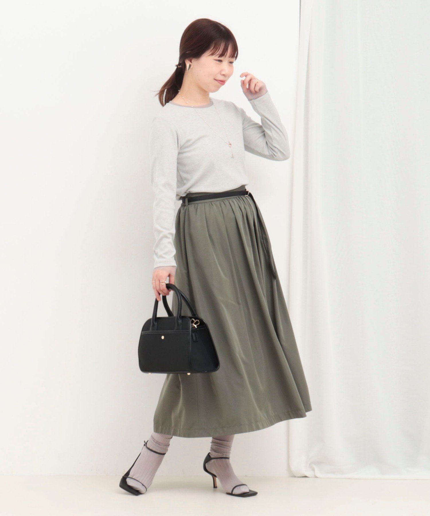 【SALE／30%OFF】MICO COULIER マットタフタスカート ノーリーズ スカート ロング・マキシスカート グリーン ネイビー【送料無料】