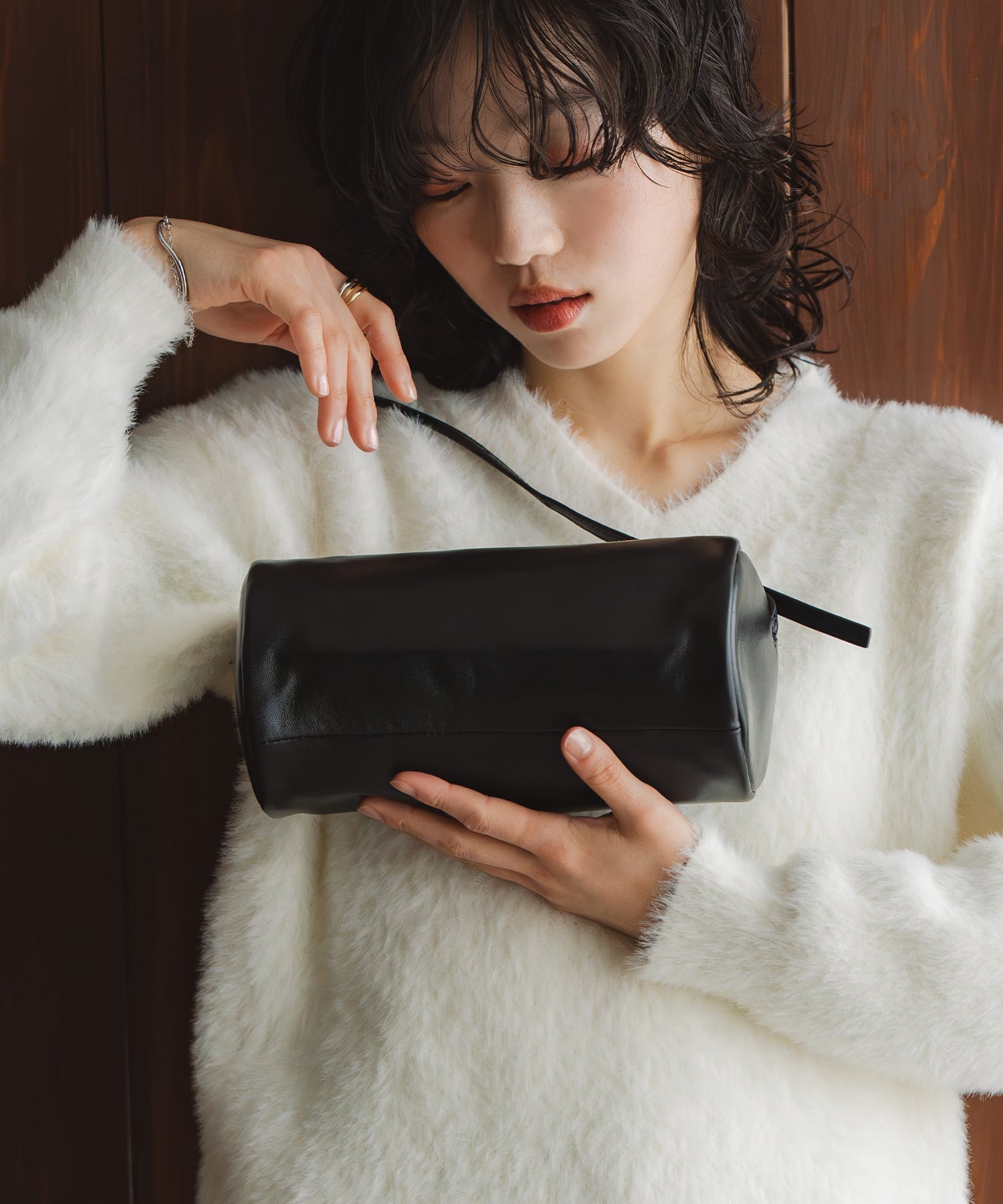 LA MARGE 【LA MARGE】ミニシリンダー ショルダーバッグ ユナイテッド ベース バッグ ショルダーバッグ ブラック