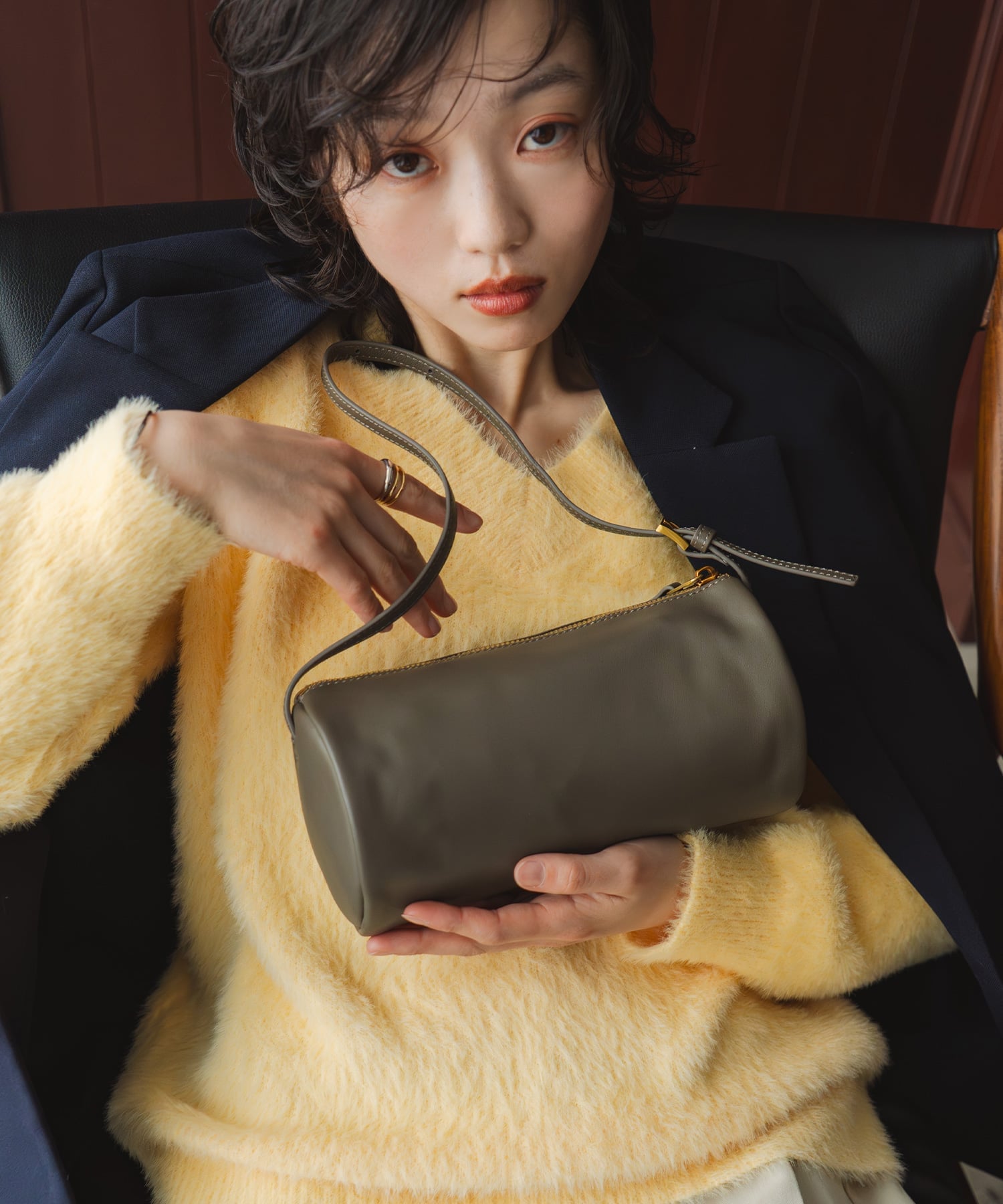 LA MARGE 【LA MARGE】ミニシリンダー ショルダーバッグ ユナイテッド ベース バッグ ショルダーバッグ ブラック