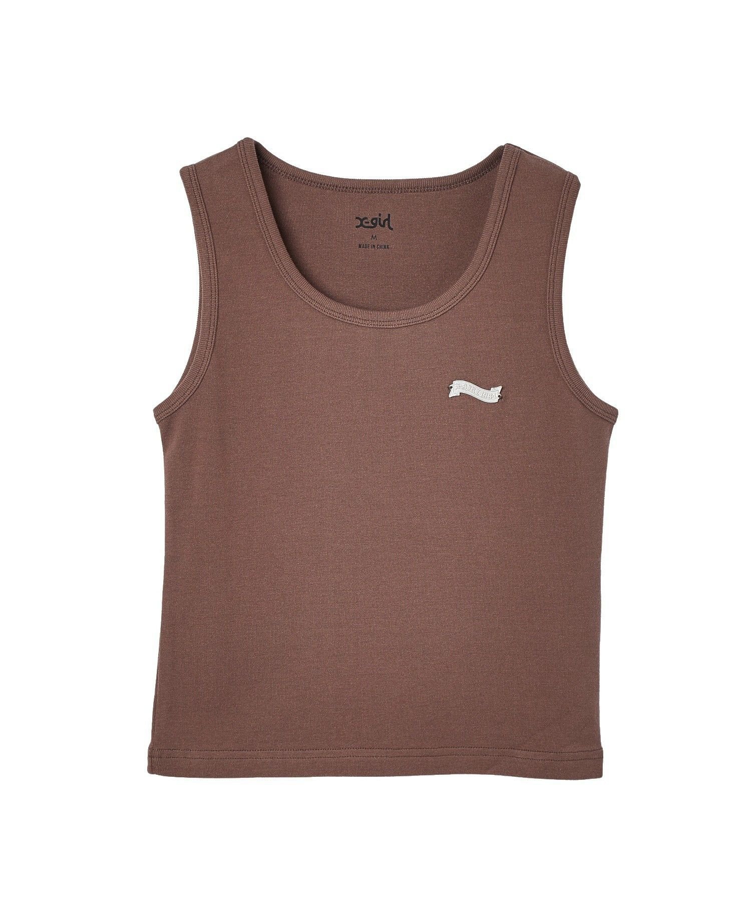 X-girl METAL NAME LOGO TANK TOP エックスガール トップス カットソー・Tシャツ ブラック ブラウン ホワイト