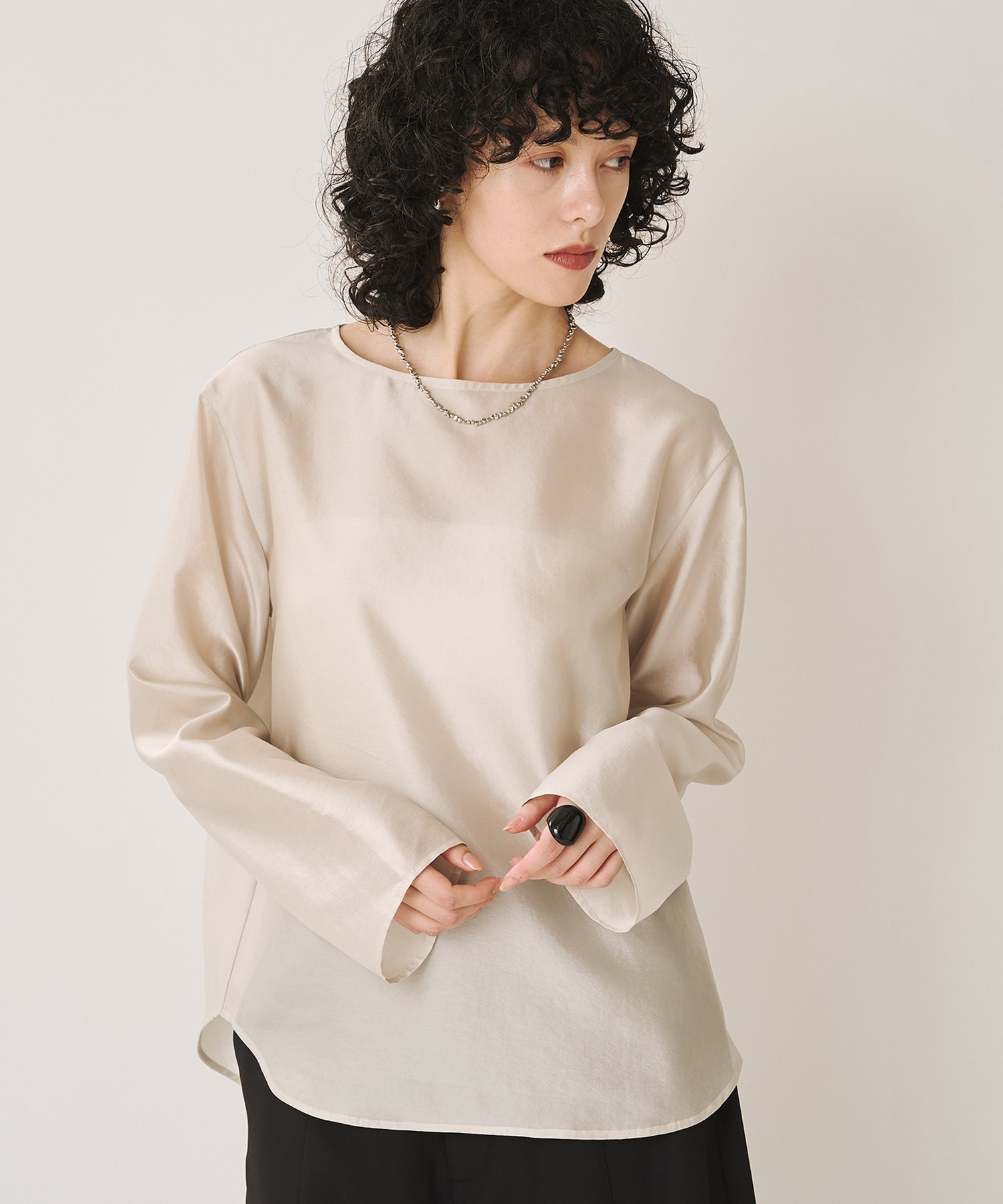 Whim Gazette シャイニーシースルーボートブラウス ウィム ガゼット トップス…