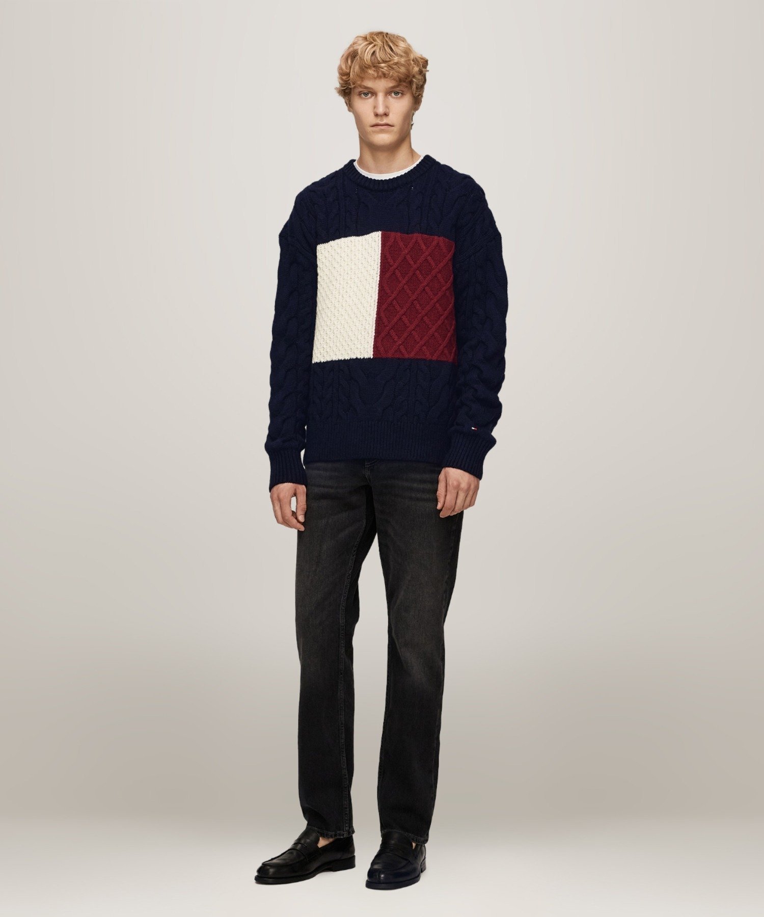 【SALE／50%OFF】TOMMY HILFIGER レギュラーマーサーストレートジーンズ トミーヒルフィガー トップス カットソー・Tシャツ ブラック【送料無料】