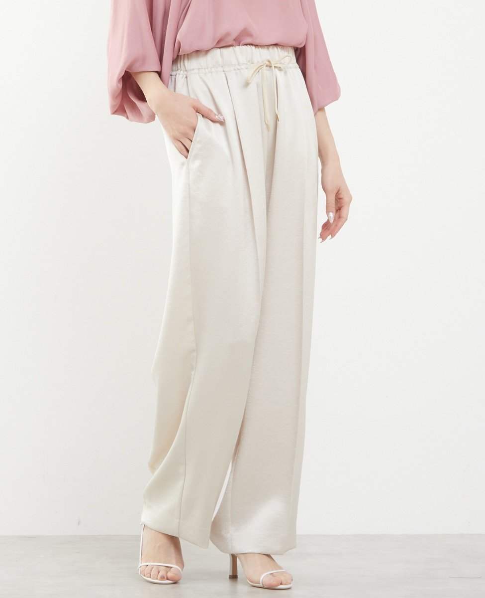 【SALE／50%OFF】TIARA ギャザードロストパンツ ティアラ パンツ その他のパンツ ベージュ ブラック【..