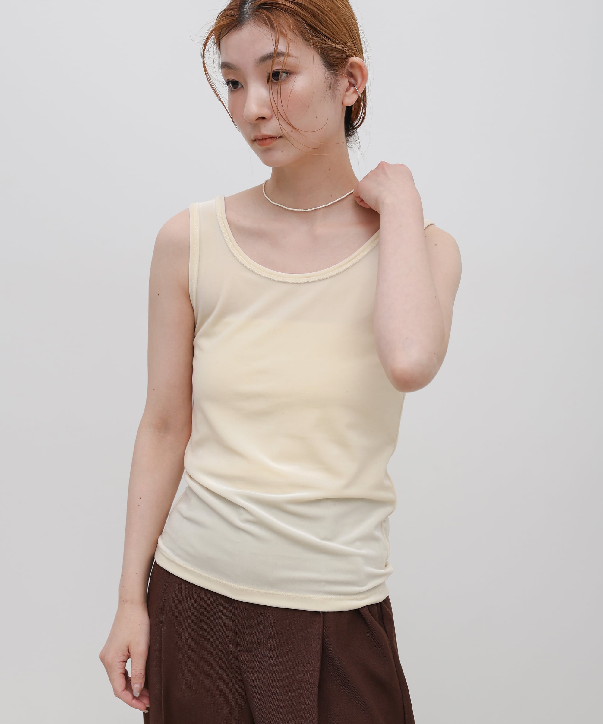 SELECT MOCA 2WAYベロアタンクトップ セレクトモカ トップス ノースリーブ・タンクトップ