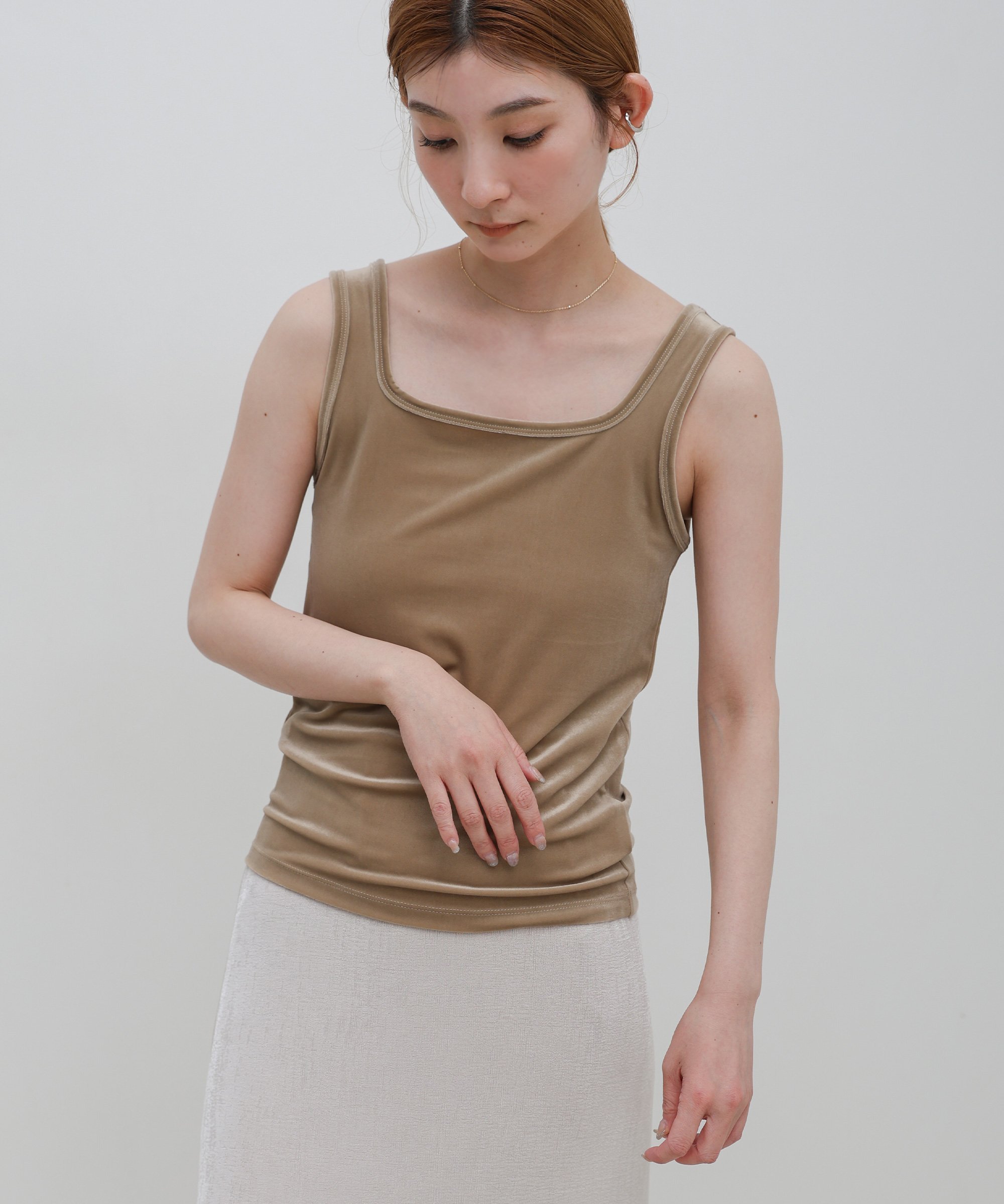 SELECT MOCA 2WAYベロアタンクトップ セレクトモカ トップス ノースリーブ・タンクトップ