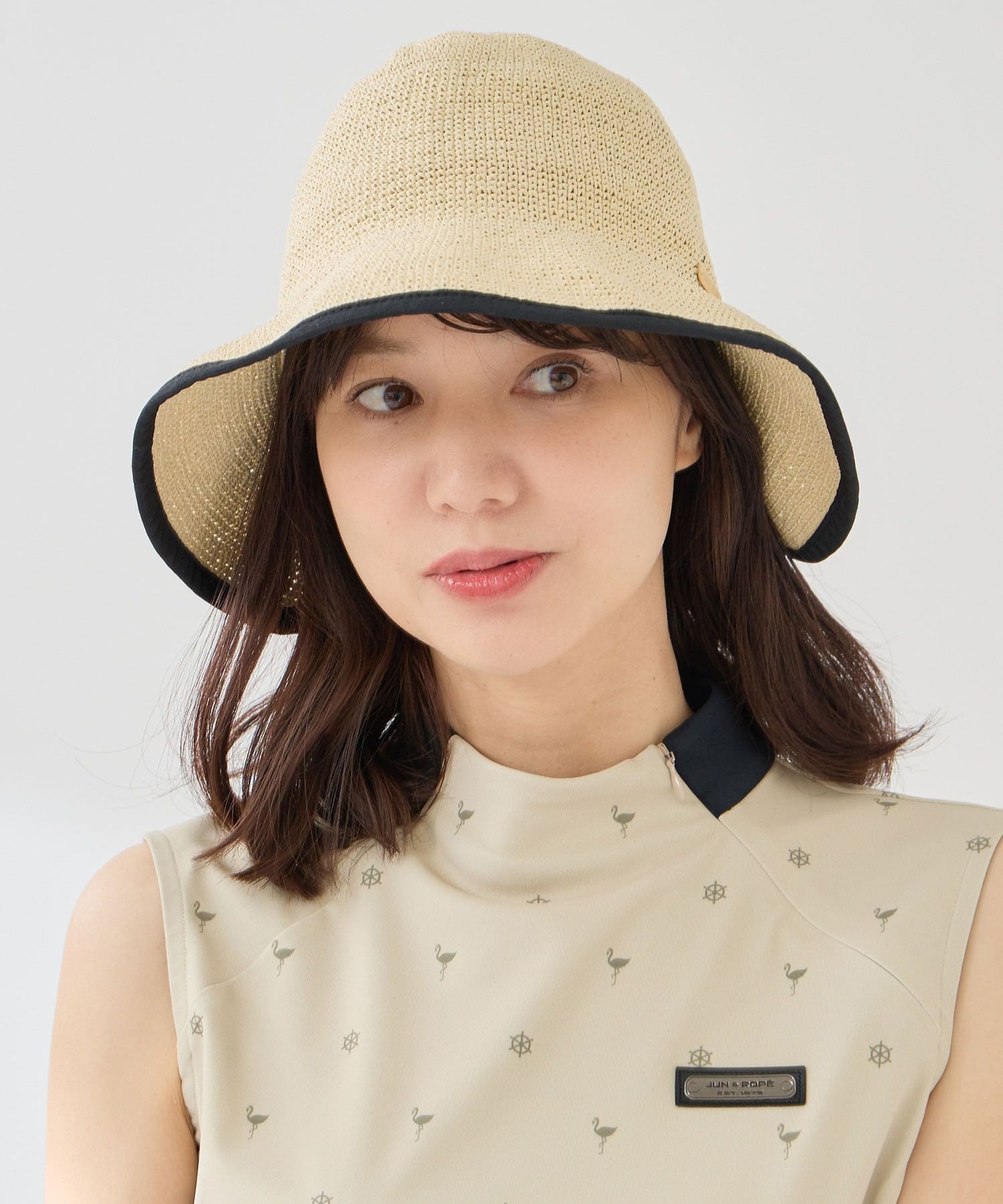 JUN&ROPE' ペーパーヤーンワイドバイザー ジュンアンドロペ 帽子 サンバイザー ベージュ【送料無料】