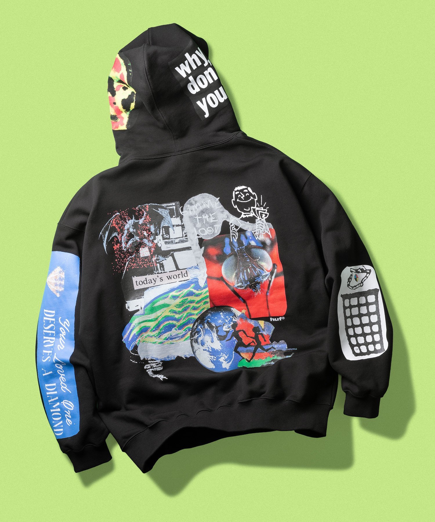HUF GIMME THE LOOT HOODIE / HUF ハフ パーカー ハフ トップス パーカー・フーディー ブラック【送料無料】