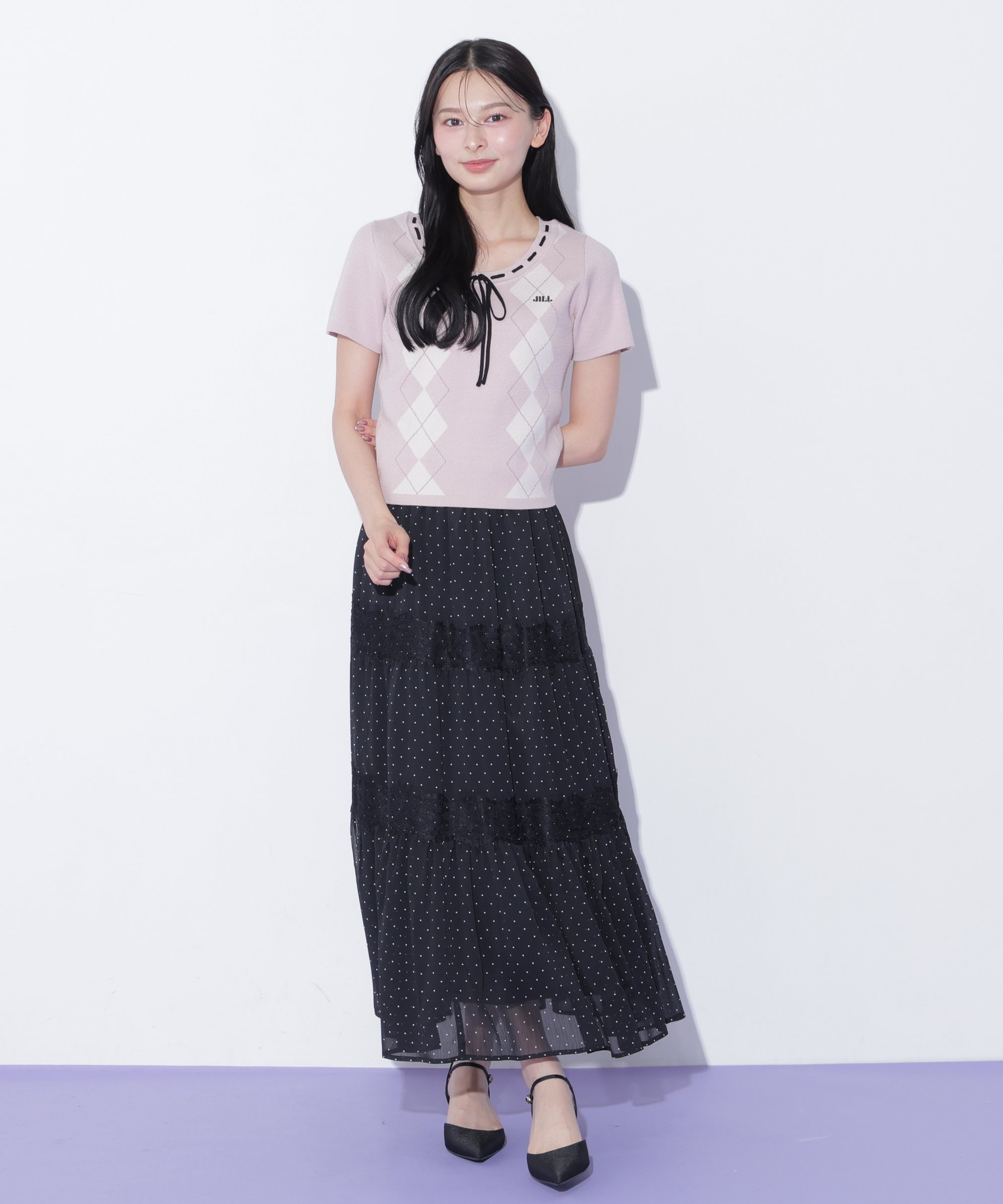 JILL by JILL STUART レース切り替えティアードスカート ジル バイ ジル スチュアート スカート その他のスカート ホワイト ブラック