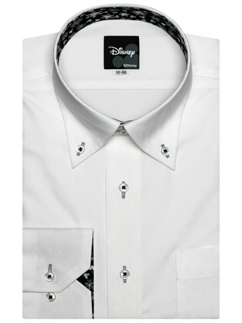 【SALE／12%OFF】BRICK HOUSE by Tokyo Shirts Disney 形態安定 ノーアイロン 長袖ワイシャツ ドゥエボットーニボタンダウン ミッキー織柄 スリム トーキョーシャツ スーツ・フォーマル Yシャツ・カッターシャツ ホワイトのサムネイル