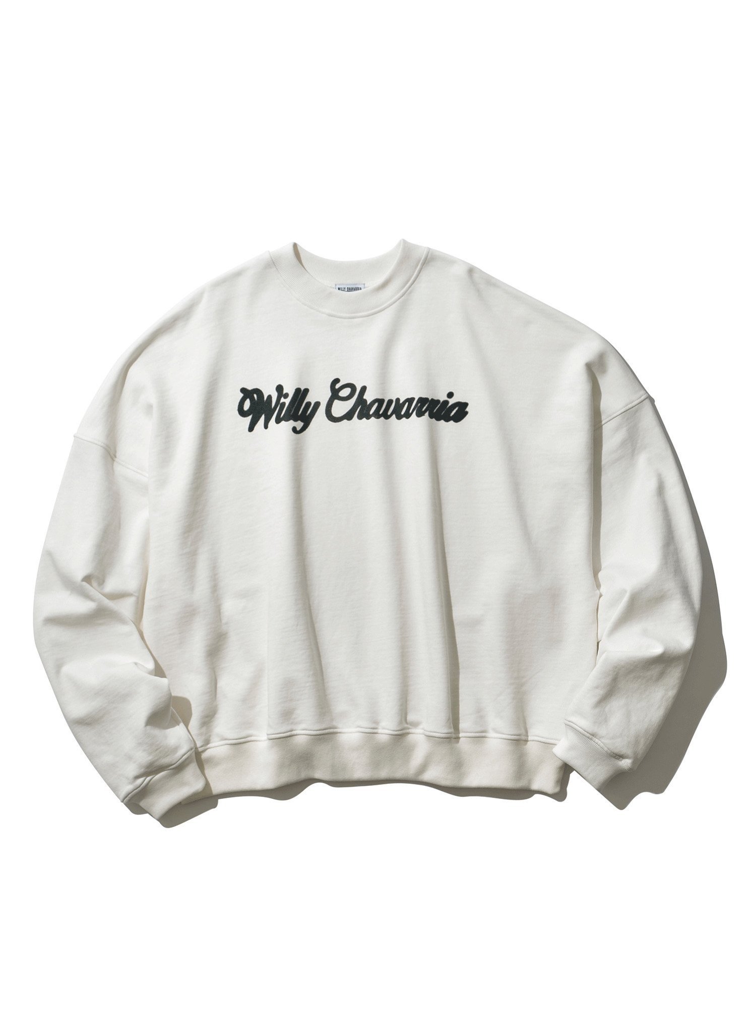 WILLY CHAVARRIA AIRBRUSH CURSIVE LOGO BOMBER CREW ウィリーチャバリア トップス スウェット・トレーナー ホワイト【送料無料】