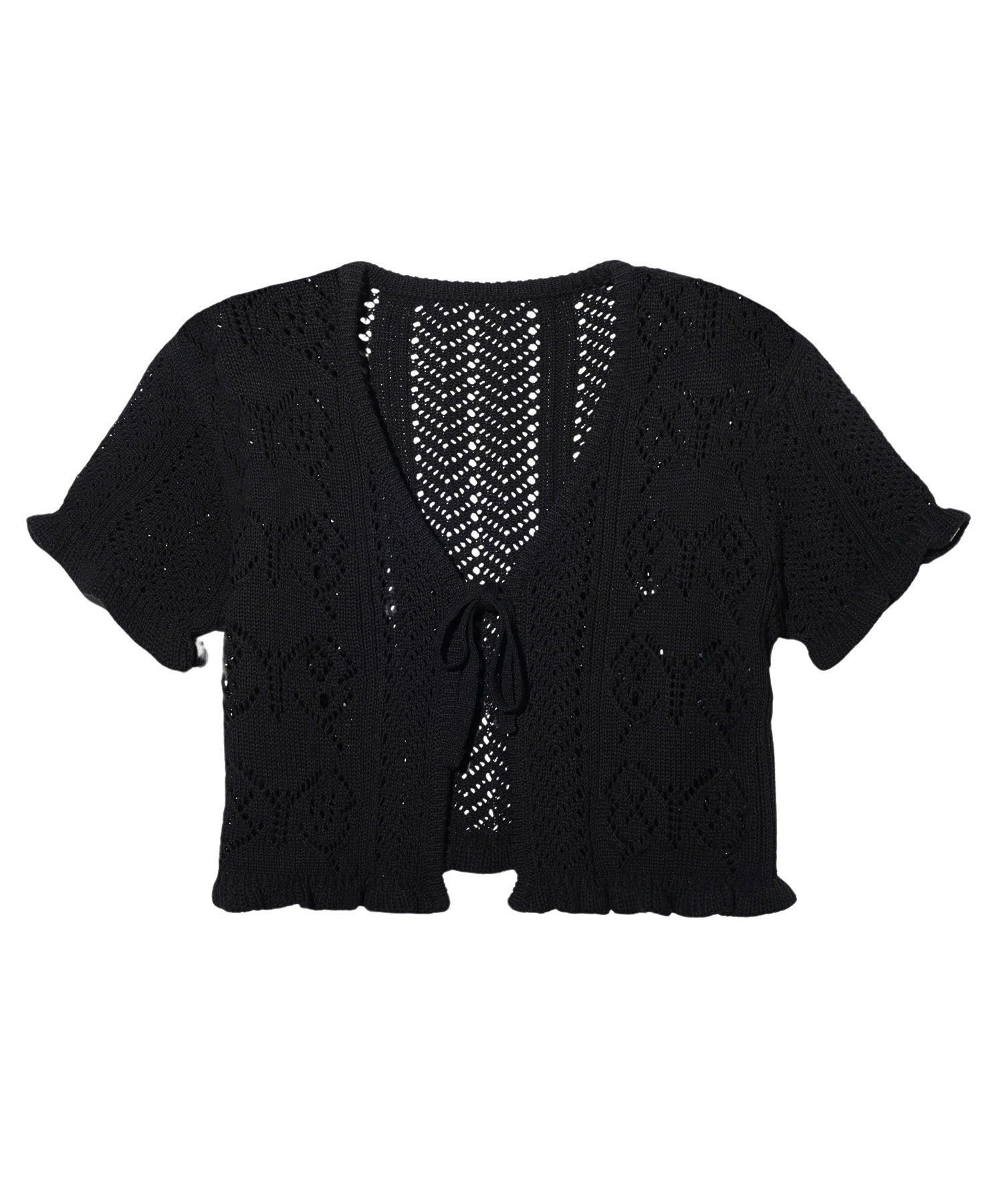 X-girl BUTTERFLY CROCHET CARDIGAN エックスガール トップス ニット ホワイト カーキグリーン ブラック