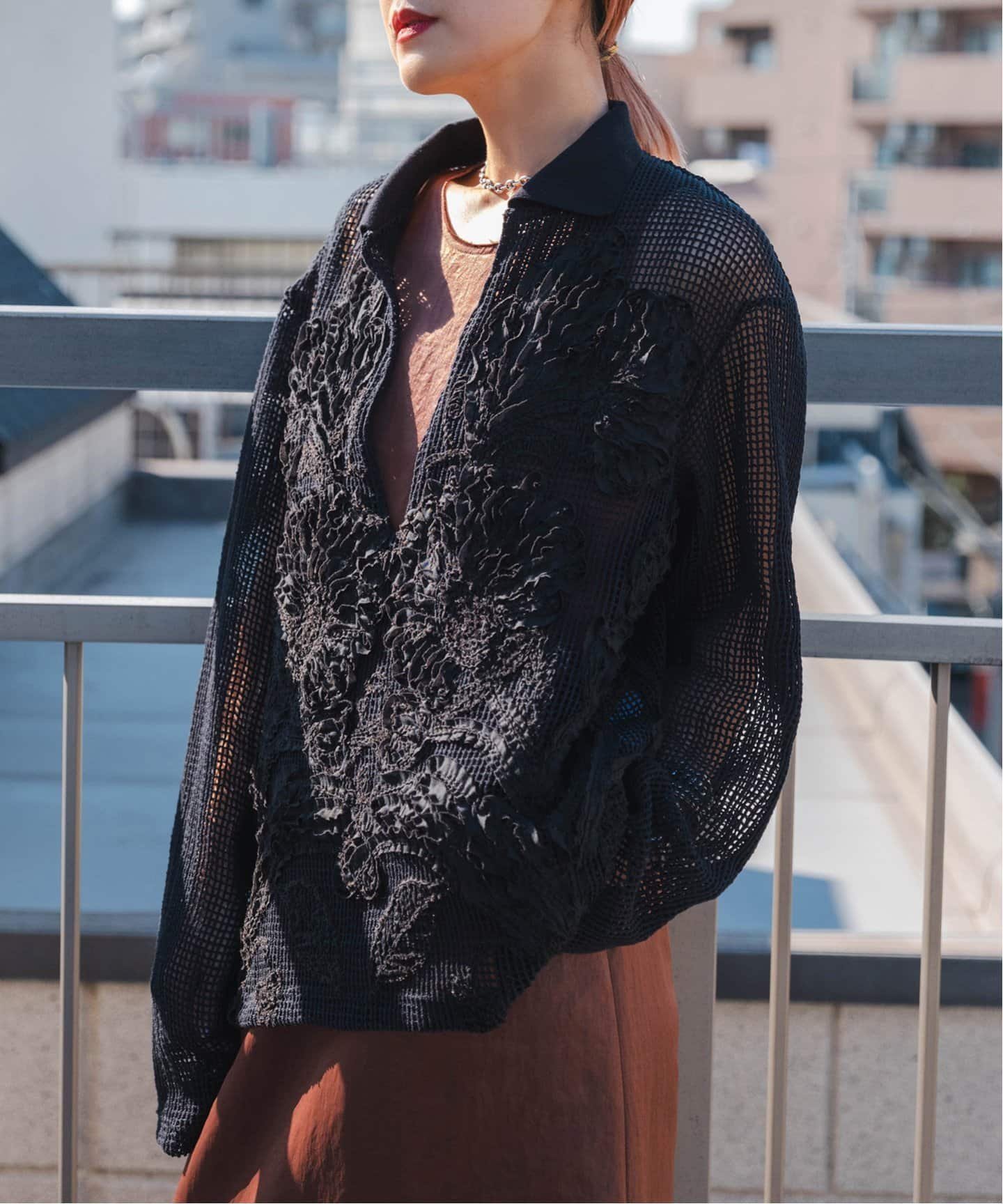 CITYSHOP TAAKK 別注 MESH SKIPPER SHIRTS TA2SS-SH:カットソー シティーショップ トップス カットソー・Tシャツ ブラック【送料無料】のサムネイル