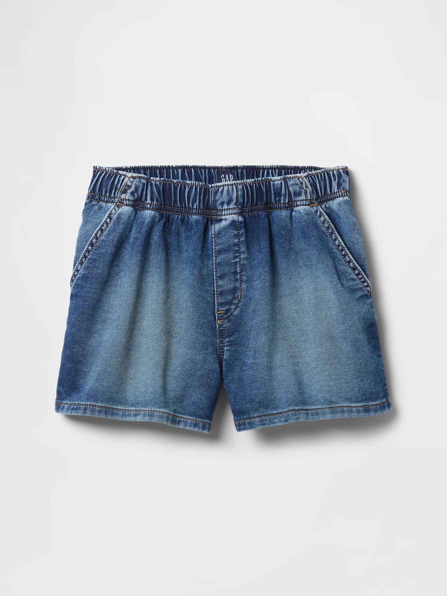 【SALE／77%OFF】GAP (K)ハイライズ リラックス プルオン スウェットデニムショートパンツ (キッズ) ギャップ パンツ ジーンズ・デニムパンツ ネイビーのサムネイル