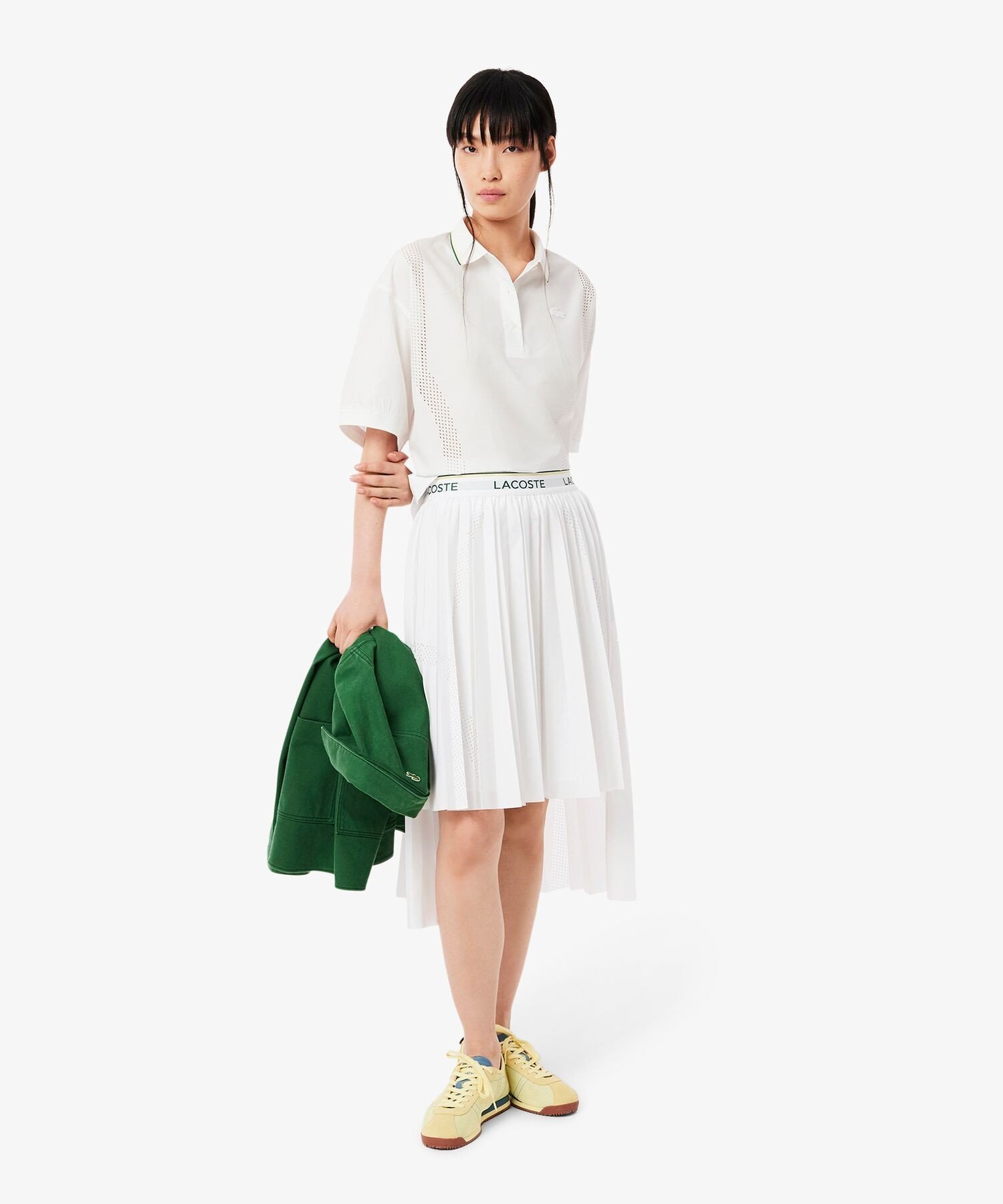 【SALE／40%OFF】LACOSTE ハイローシルエットプリーツスカート ラコステ スカート その他のスカート ホワイト【送料無料】