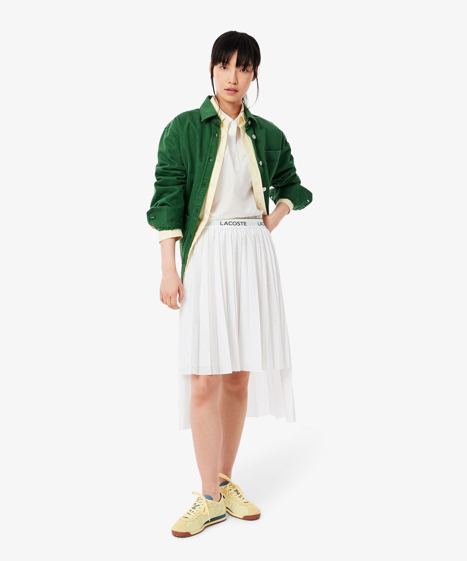 【SALE／40%OFF】LACOSTE ハイローシルエットプリーツスカート ラコステ スカート その他のスカート ホワイト【送料無料】