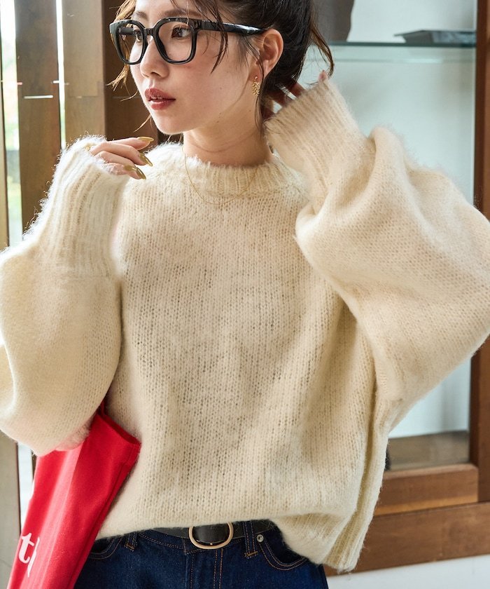 FREAK'S STORE カラー シャギー ニット ショート プルオーバー【限定展開】 25AW フリークスストア トップス ニット ベージュ グレー ブラック ブルー ピンク イエロー グリーン【送料無料】のサムネイル