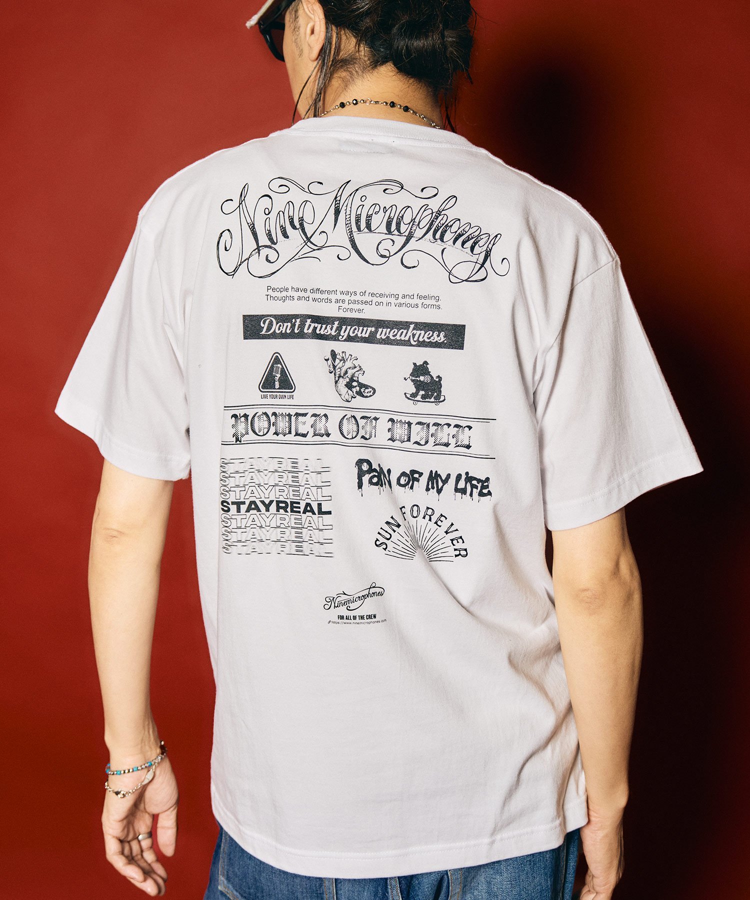 NineMicrophones Words TEE サブサエティ トップス カットソー・Tシャツ ネイビー ブラック ホワイト