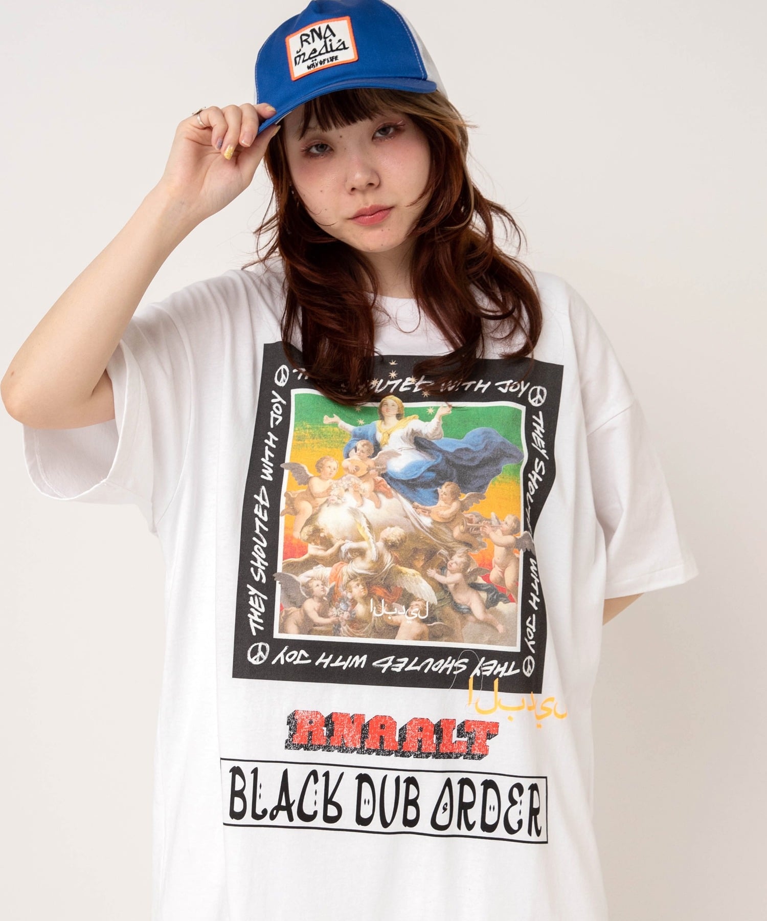 RNA M2708 B.D.OスーパーBIGT アールエヌエー トップス カットソー・Tシャツ ブラウン ホワイト グリーン