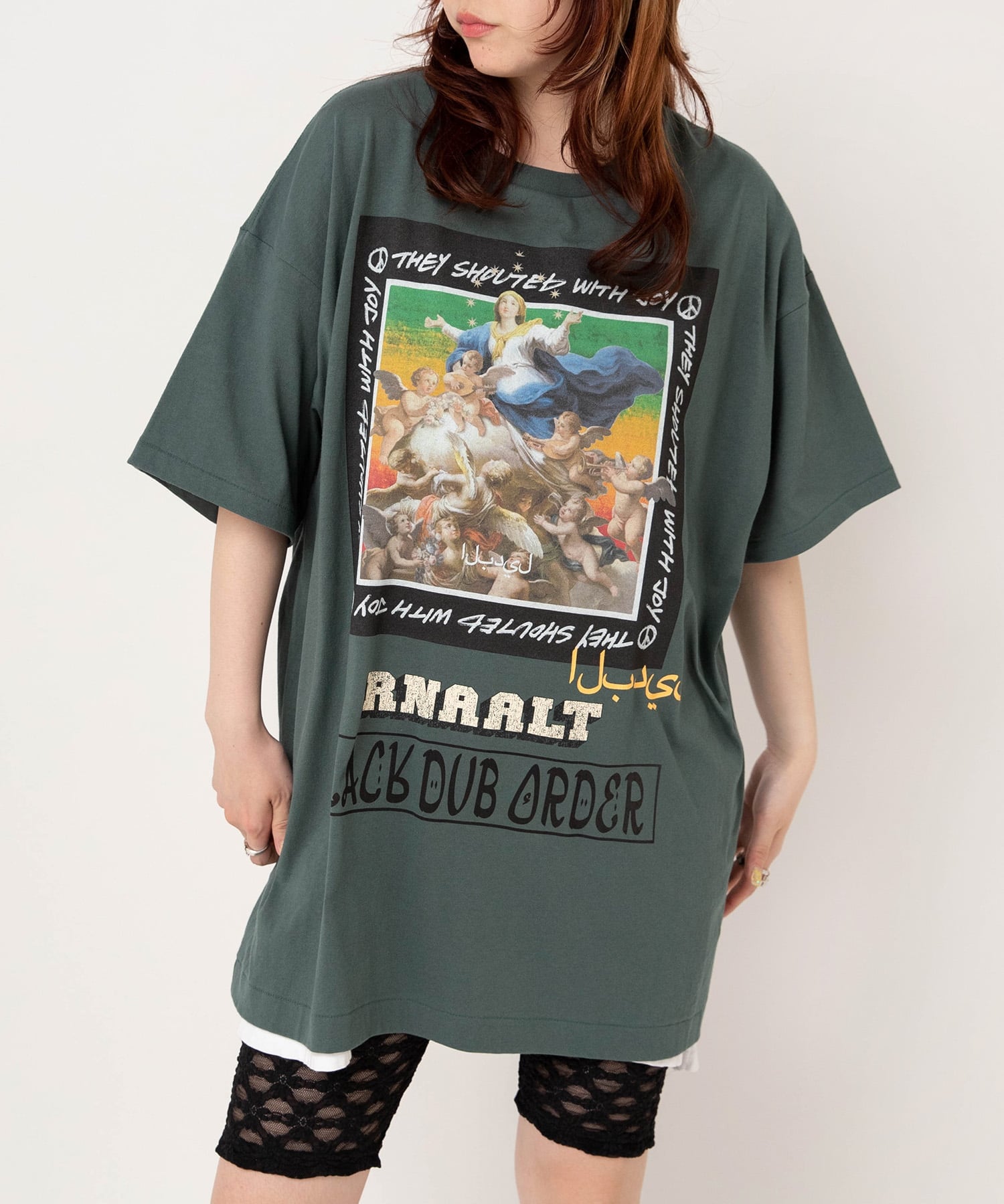 RNA M2708 B.D.OスーパーBIGT アールエヌエー トップス カットソー・Tシャツ ブラウン ホワイト グリーン
