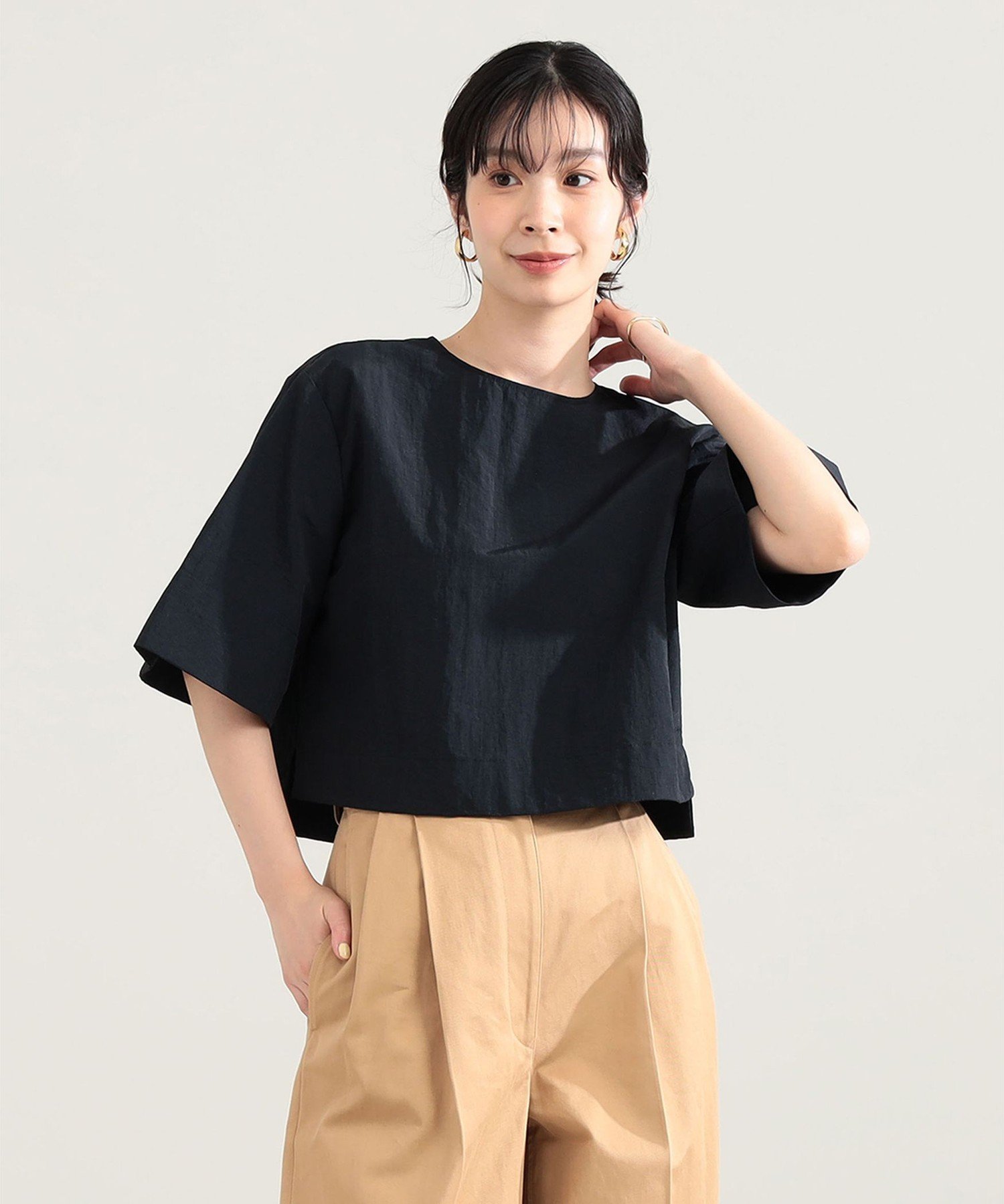 エディター東原妙子 * Demi-Luxe BEAMS / ライトウェイト プルオーバー デミルクス ビームス トップス シャツ・ブラウス グリーン ホワイト ブラック