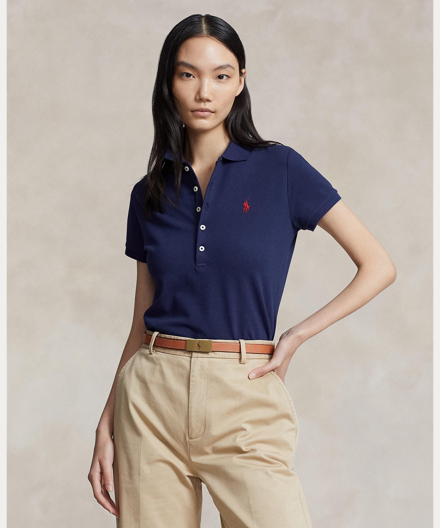 ポロ ラルフローレン トップス レディース POLO RALPH LAUREN スリム フィット ストレッチ ポロシャツ ラルフローレン トップス ポロシャツ ネイビー【送料無料】