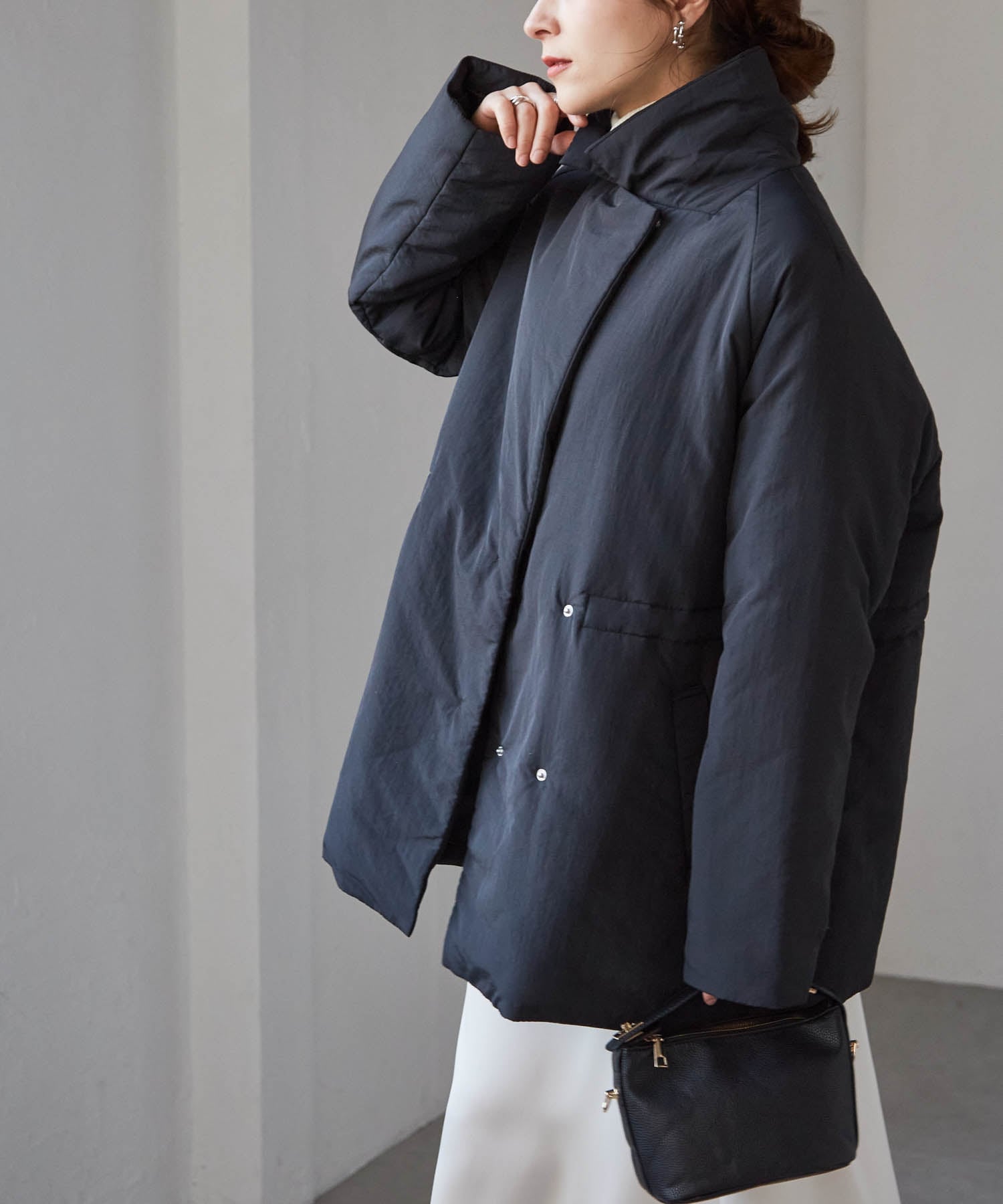 【SALE／32%OFF】Ranan Ranan/(W)テーラードカラー中わたジャケット ラナン ジャケット・アウター その他のジャケット・アウター ホワイト ブラック【送料無料】のサムネイル