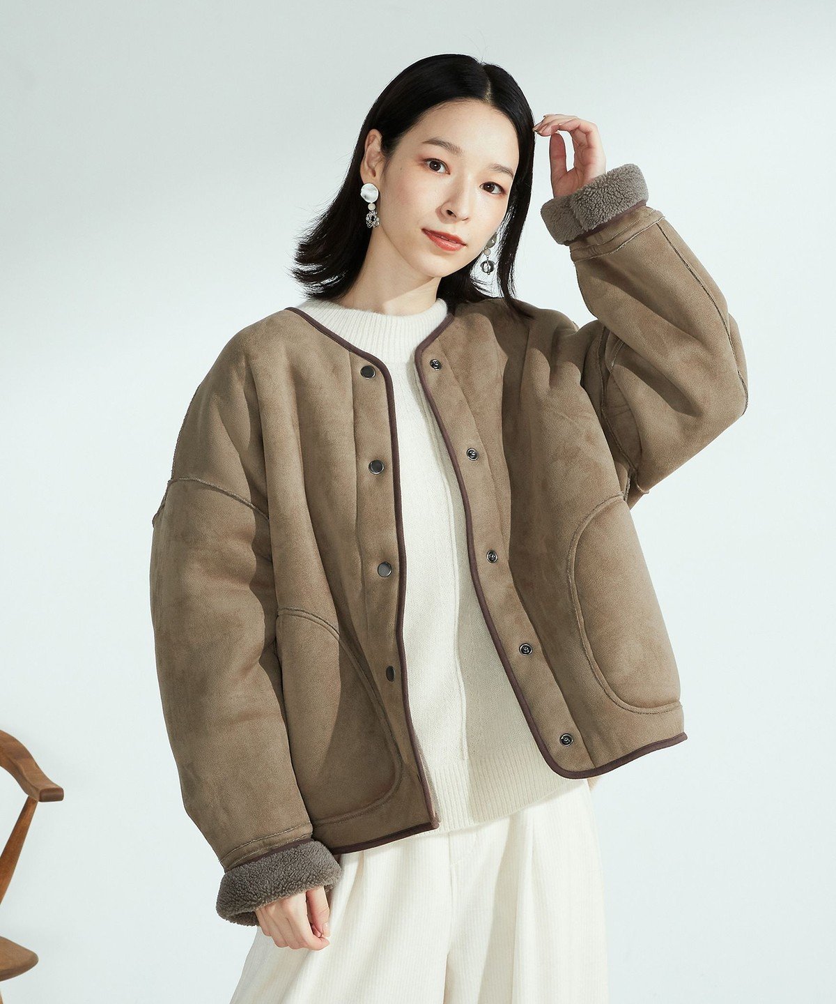 【SALE／40%OFF】COMME CA ISM リバーシブルブルゾン ＜エコムートン*ボア＞ コムサイズム コート/ジャケット ブルゾン ベージュ ブラウン【送料無料】